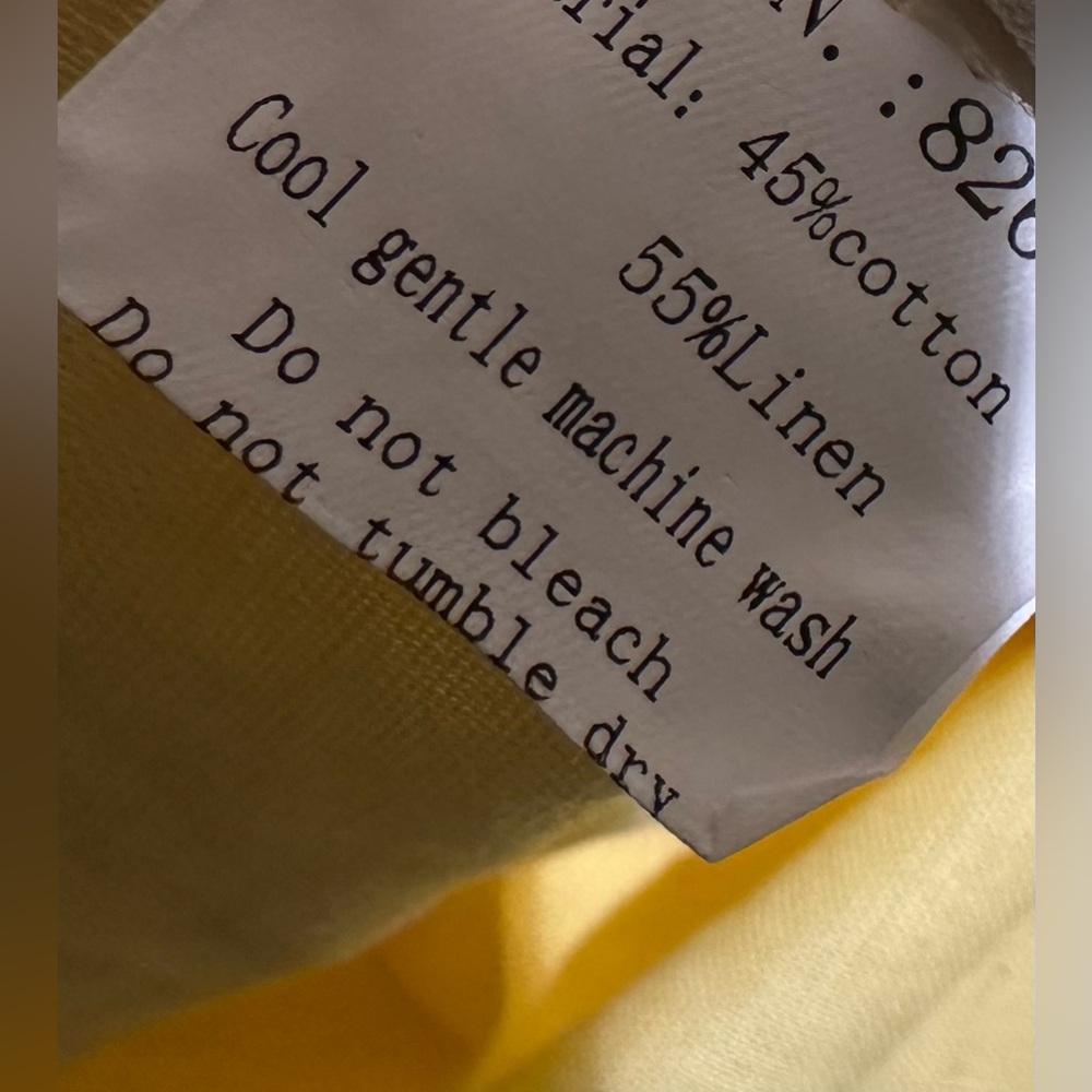 Vintage Handmade Linen Cotton Blend Midi Dress butter Yellow Cottagecore Size L - Picture 14 of 14